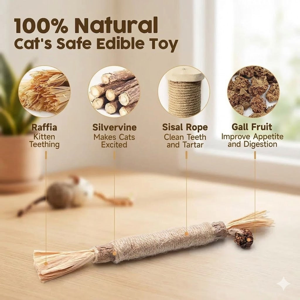 WhiskerStick™ Natural Cat Toothbrush Toy