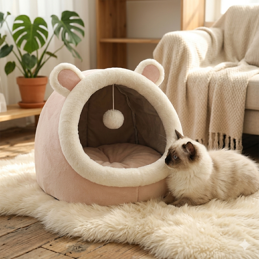 CozyWhisker Cave Bed