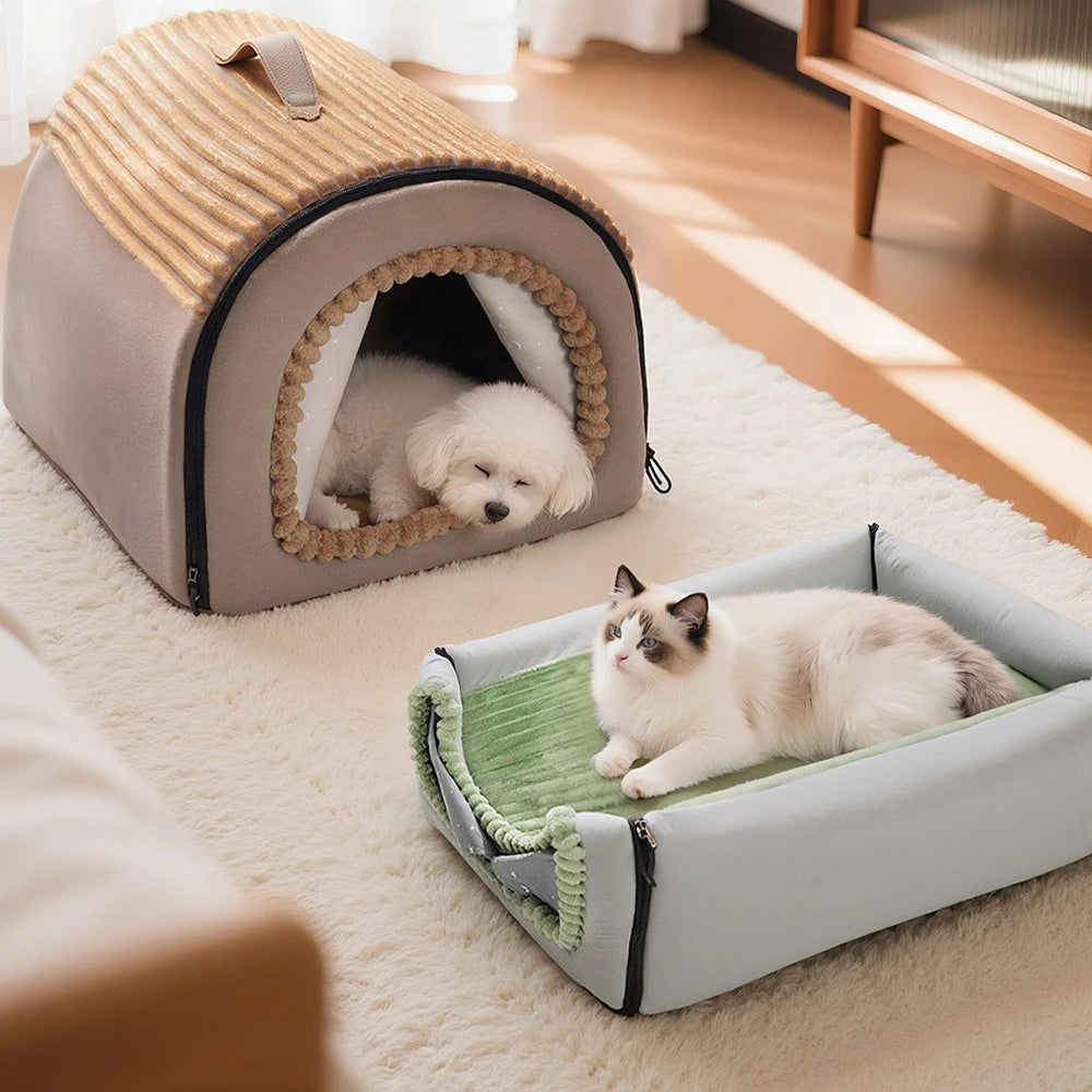 SnuggleHaven™ 2‑in‑1 Pet Bed & House