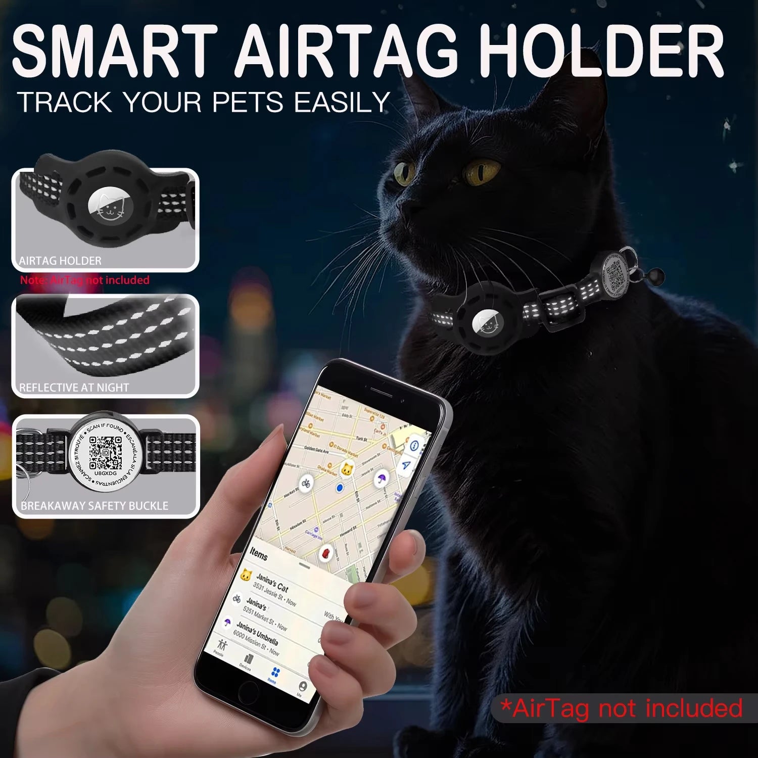 PawTrack™ Safety Cat Collar for AirTag